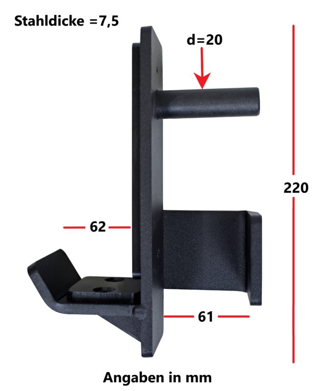 Langhantelaufnahme für STRONG GAINS Rigs&Racks J Hooks STRONG GAINS